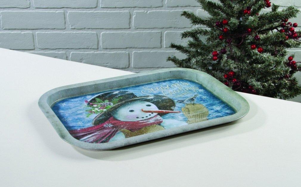 Snowy Snowman Serving Tray