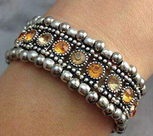 Sparkling Topaz Crystal and Bead Stretch Bracelet - Hurry Just 1 Available!