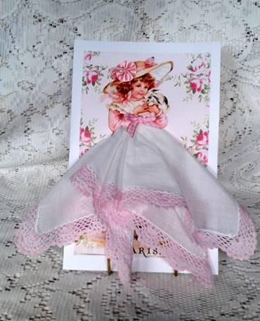 Spring Bunny Hankie Card-Roses And Teacups