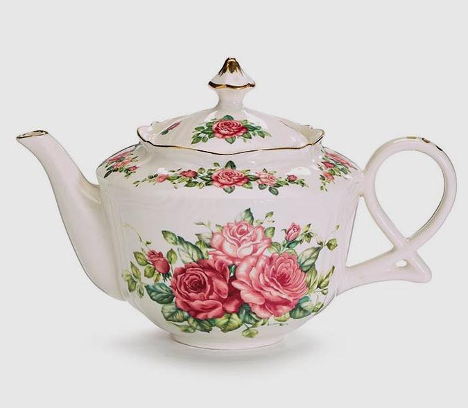 Summertime Red and Pink Roses Porcelain Teapot-Roses And Teacups