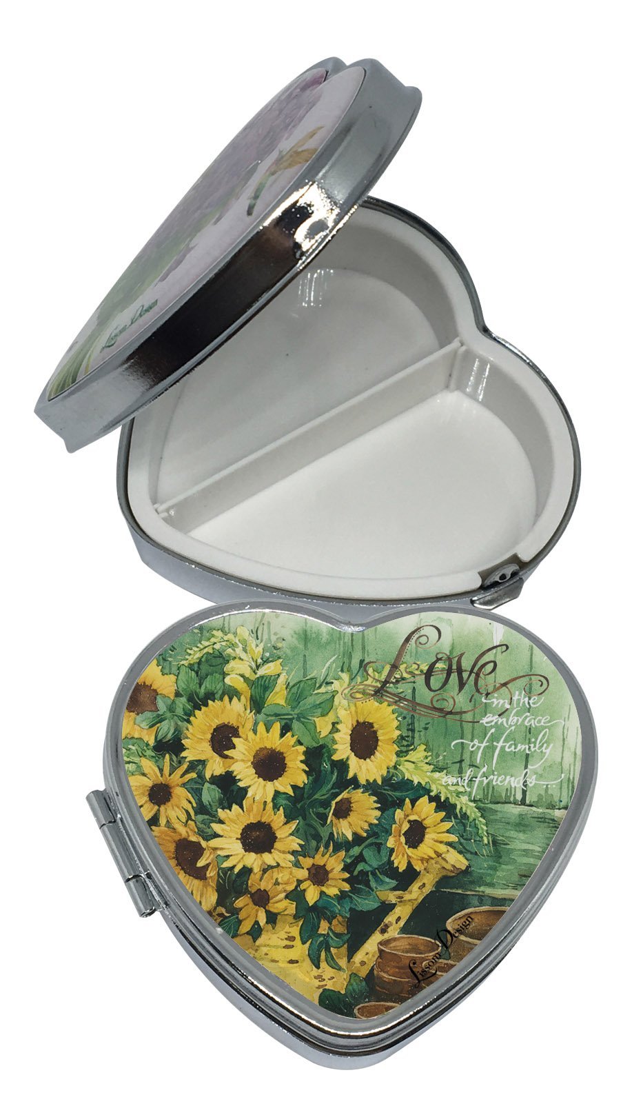 Sunflowers Heart Shaped Pill Box-Roses And Teacups