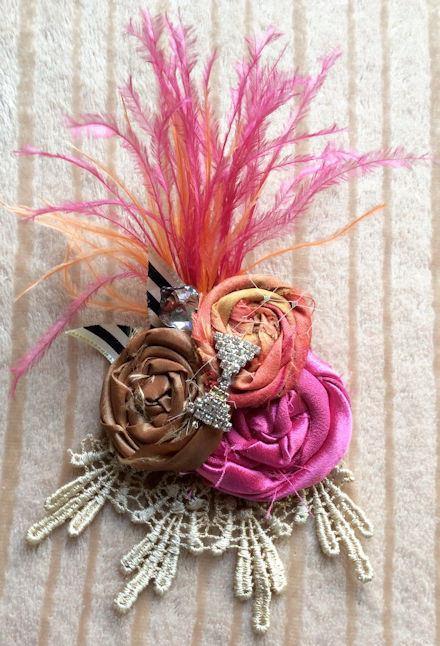 Sunset Corsage Brooch-Roses And Teacups