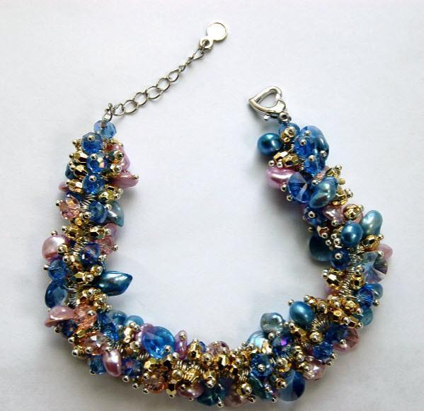 Sunshiny Blue Pearl Bracelet BF150-Roses And Teacups