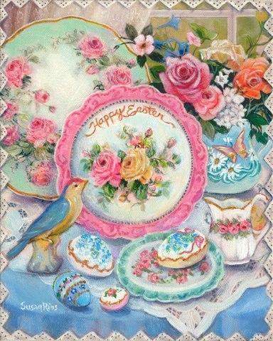 Susan Rios Easter Tea Mini Art-Roses And Teacups
