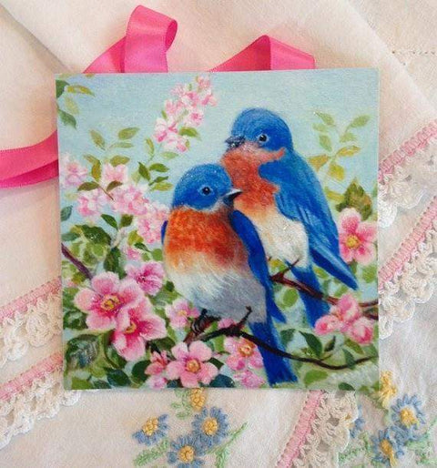Susan Rios Lyric Lovebirds and Flowers Mini Art