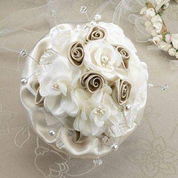Taupe Rose Bridal Bouquet-Roses And Teacups