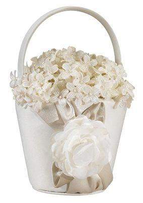 Taupe Rose Flower Girl Basket-Roses And Teacups