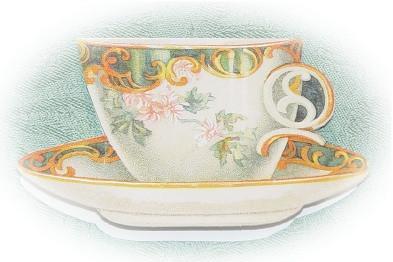 Tea Cup Die Cut Note Card Set of 6 / Includes Envelopes 3 1/2 x 4 1/2