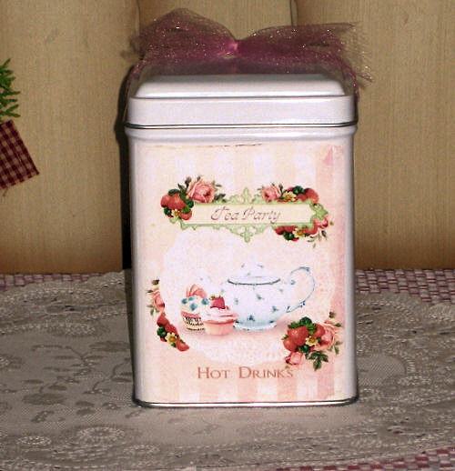 Tea Party Tea Tin Gift Bag Set-Roses And Teacups
