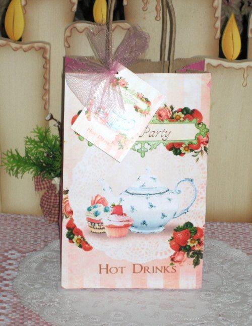 Tea Party Tea Tin Gift Bag Set-Roses And Teacups