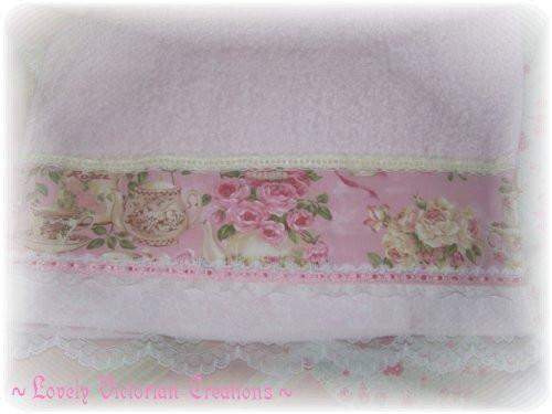 Tea Set and Roses Pale Pink Decorative Guest Towel-Roses And Teacups