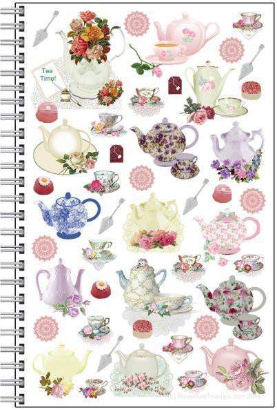 Tea Time Spiral Notebook Journal-Roses And Teacups