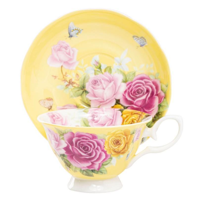 The Most Beautiful Yellow Roses Fine Bone China Teacup and Saucer-Roses And Teacups