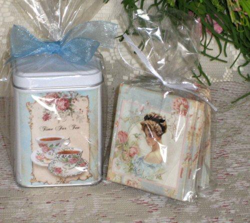 Time for Tea Tea Tin Gift Bag Set-Roses And Teacups
