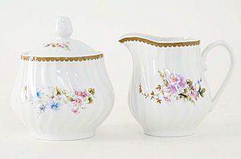 Timeless Rose Porcelain Sugar & Creamer Set-Roses And Teacups
