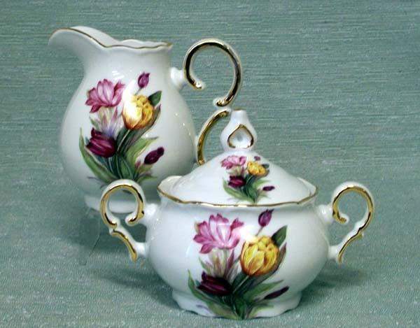 Tulips Porcelain Cream and Sugar Set-Roses And Teacups