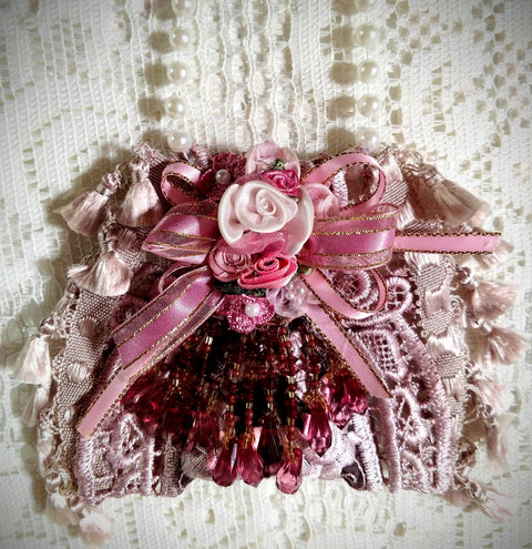 Victorian Burgundy Lace Tassel Purse Lavender Sachet - Only 1 Available!-Roses And Teacups