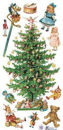 Victorian Christmas Tree 2 Sheets of Stickers-Roses And Teacups