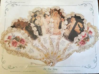 Victorian Fan Greeting Card Roses for the Bride