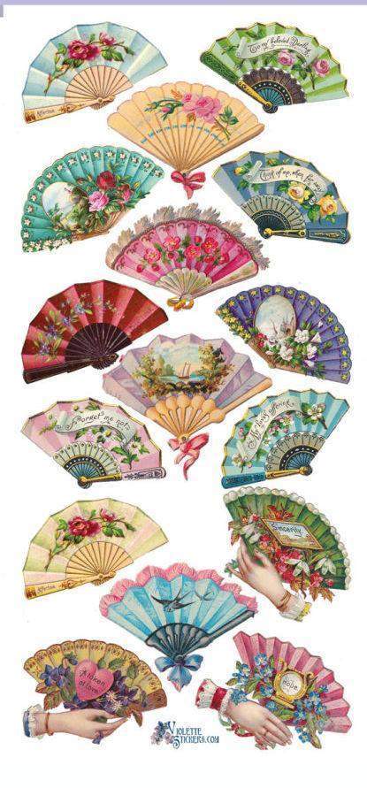 Victorian Fans Victorian 2 Sheets of Stickers-Roses And Teacups