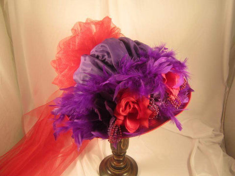 Victorian Red and Purple Hat #16061