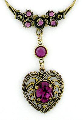Vintage Style Austrian Crystal Chandelier Heart Necklace