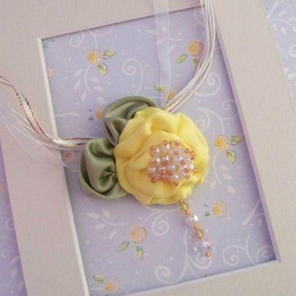 Warm Sunshine Ribbon Rose Necklace - One of a Kind!-Roses And Teacups