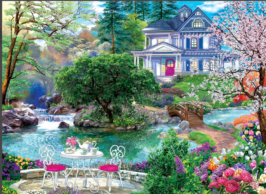 Waterside Tea 1000 pc Puzzle-Roses And Teacups
