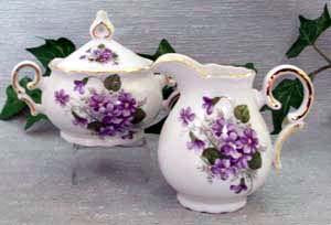Wayside Pansy Porcelain Cream and Sugar Set-Roses And Teacups