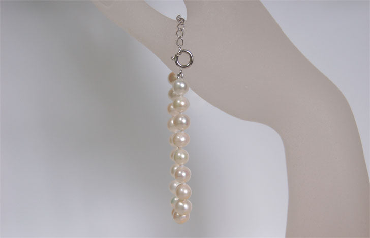 White Freshwater Pearl Bracelet with Sterling Silver Spring Clasp-Roses And Teacups