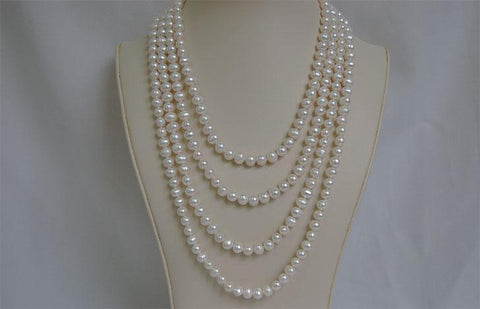 White Freshwater Pearl Necklace PN112-Roses And Teacups