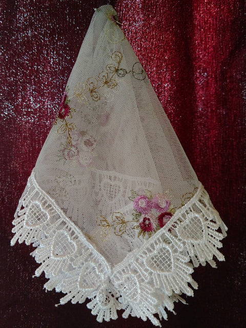 White Lace Handkerchief - Only 2 Available-Roses And Teacups