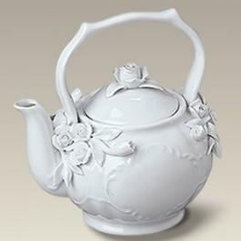White Roses Galore 11 Ounce Porcelain Teapot-Roses And Teacups