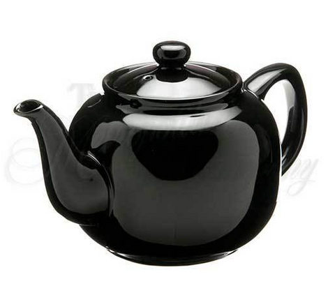 Windsor Ceramic 6 Cup Black Teapot-Roses And Teacups