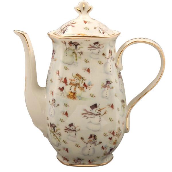 Tall Snowman Teapot-Roses And Teacups