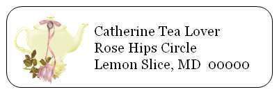 Yellow Teapot Return Address Labels-Roses And Teacups