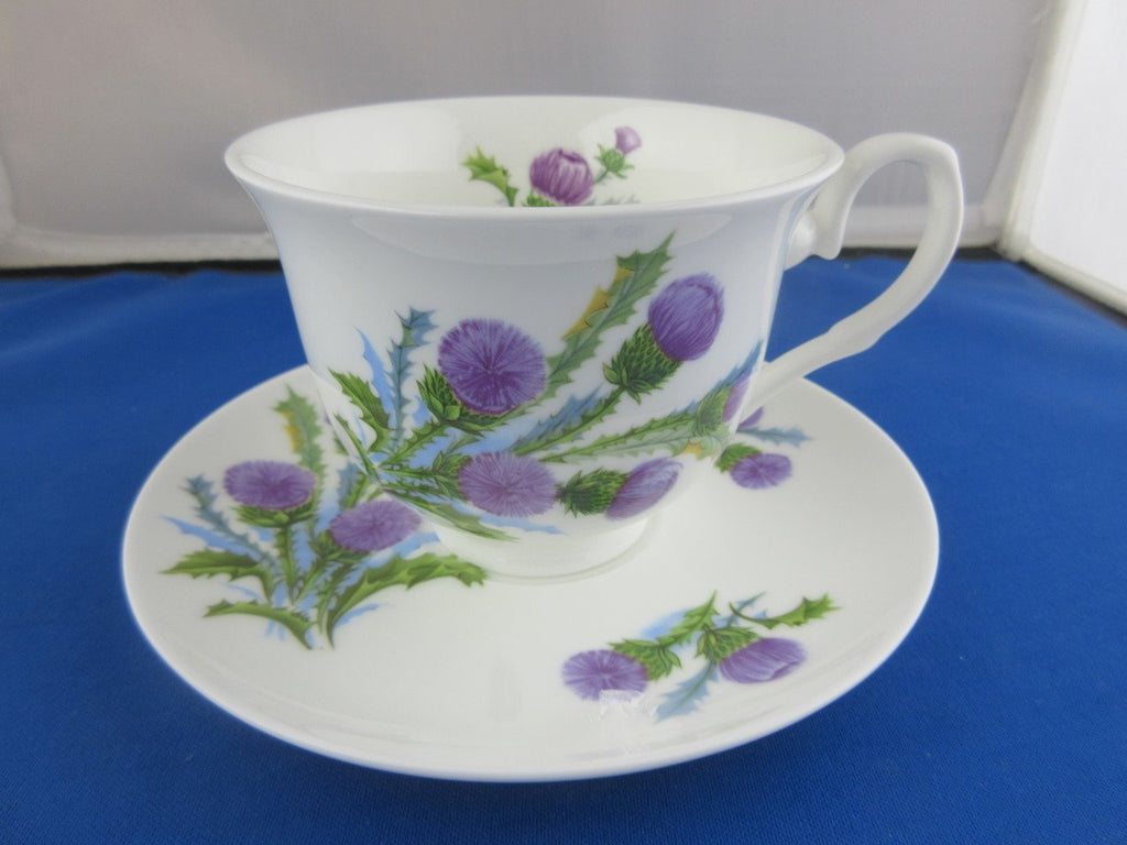 York English Bone China Thistle Teacups and Saucers Set of 2-Roses And Teacups