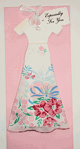 Hankie Gift Dress with Pink Envelope #1037 - Roses And Teacups 