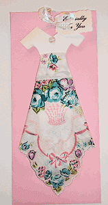 Hankie Gift Dress with Pink Envelope #1042 - Roses And Teacups 