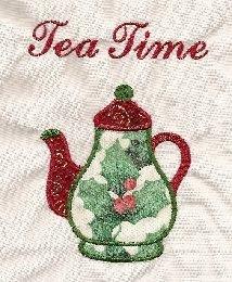 Christmas Tea Time Tea Towels Teapot and Tea Cup Holiday Towels