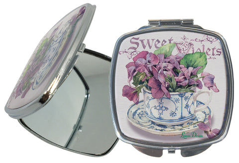 Sweet Violets Compact Mirror - Roses And Teacups 