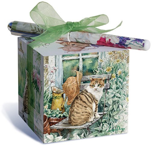 Purrfect Sunny Day Cat Note Block w Pen - Roses And Teacups 