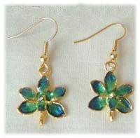 Emerald Orchid Earrings with 24k Gold