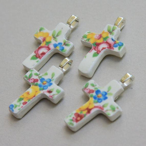 Floral China Cross Pendant ONLY 4 AVAILABLE