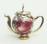 Large Gold Vermeille and Red Rose on "Pearl" Teapot Charm