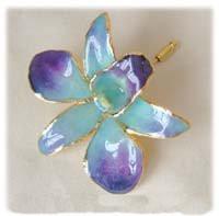 Lilac/Blue Orchid Pin with 24k Gold