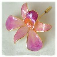 Lilac/Pink Orchid Pin with 24k Gold