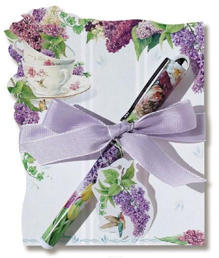 Lilacs Die Cut Notepad with Designer Pen