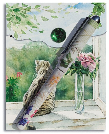 Purrfect Sunny Day Cat Matchbook Notepad w Pen - Roses And Teacups 