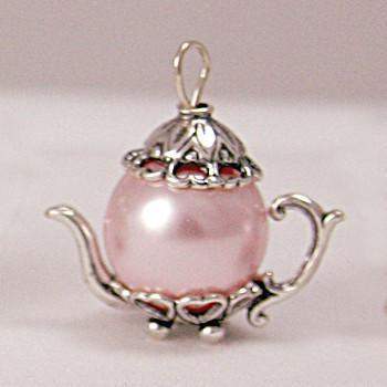 Medium Pink Pearl Sterling Silver Teapot Charm